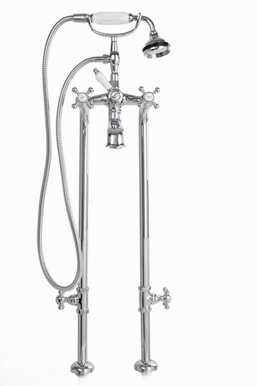 Cheviot 5102/3970-PB Free Standing Tub Filler With Hand Shower, Polished Brass Faucet