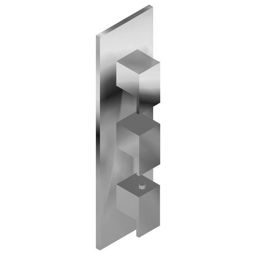 Graff G-8057-LM31E0-SN-T M-Series Square Thermostatic 3-Hole Trim Plate w/Solar Handle (Trim Only) , Steelnox (Satin Nickel)