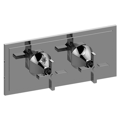 Graff G-8149H-C15E0-UB-T M-Series Finezza DUE 2-Hole Trim Plate w/Cross Handles (Horizontal Installation), Unfinished Brass
