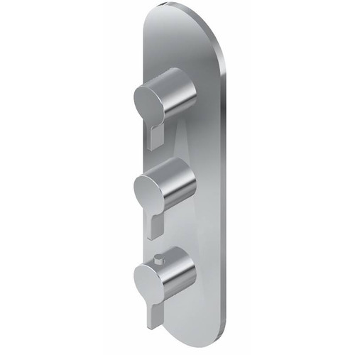 Graff G-8056-LM46E0-BNi-T M-Series Round 3-Hole Trim Plate with Terra Handles (Vertical Installation), Brushed Nickel