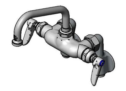 T&S Brass B-0242 Double Pantry Faucet, Wall Mount, Adjustable Centers, Integral Stops, 6" Swing Nozzle