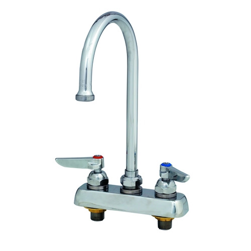 T&S Brass - B-1141 - Workboard Faucet, Deck Mount, 4-inch Centers, Swivel Gooseneck, Lever Handles