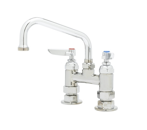T&S Brass - B-0228 - Double Pantry Faucet, Deck Mount, 4-inch Centers, 6-inch Swing Nozzle (059X)