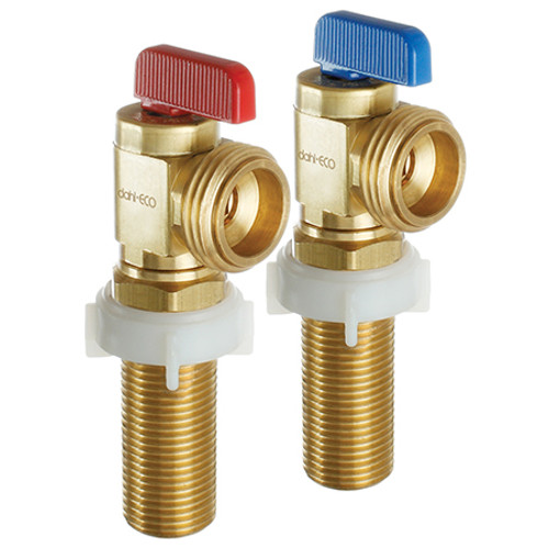 Dahl 621-08-04-PK2-NUT - 1/2 Female Solder Longshank x Male Hose w/ Wallbox Nut, Pkg of 2, Red & Blue Handles, Rough Brass