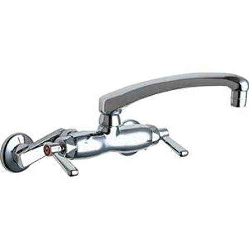 Chicago Faucets - 445-L8ABCP Adjustable Wall Mounted Faucet, L8 - Cast Swing Spout and E3 - 2.2 GPM Softflo? Aerator. Faucet also includes 369 - Lever Handles and Quaturn? Operating Cartridges