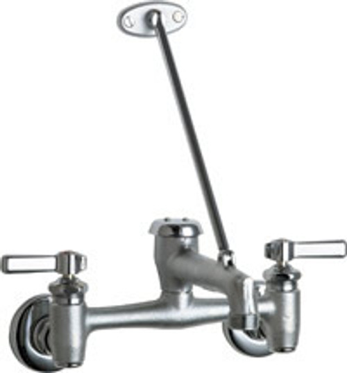 Chicago Faucets 897-MPCRCF - 8-inch Center Wall Mount Service Sink Faucet with Integral Hot and Cold Water Supply Stops, Master Pack of 8 Chicago Faucets 897-MPCRCF - 8-inch Center Wall Mount Service Sink Faucet with Integral Hot and Cold Water Supply Stops, Master Pack of 8