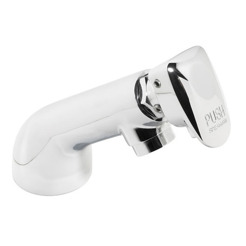 Speakman S-4126 - Polished chrome plated all brass metering wash-up faucet with rigid shank. Front Easy-Push® handle with brass yoke. Concealed cycle adjustment without shutting off water supply. Non-hammering unit protected by monel mesh screens. Vandal