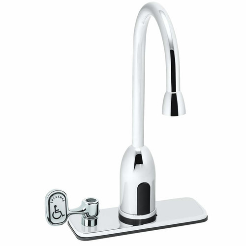 Speakman S-9217 - AC powered/plug-in slim gooseneck faucet. Solenoid with built-in filter. Electronics housed above counter. All brass body and spout. 120-second time out feature prevents floods. Meets ASME A112.18.1/CSA B125.1