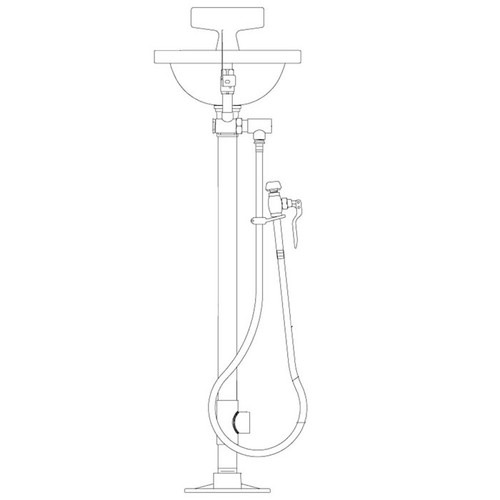 Speakman SE-431 - Pedestal mounted, yellow plastic bowl, with SE-920 drench hose.