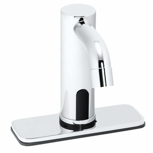 Speakman S-9310 - Battery powered lavatory faucet. Solenoid with built-in filter. Electronics housed above counter. Solid brass body and spout. Uses two (2) 3-volt lithium batteries. Low battery warning light (10% life remains). 60-second time out featur
