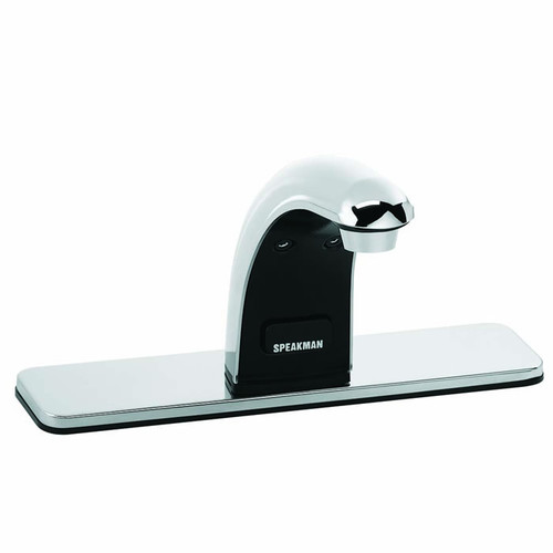 Speakman S-8821 - AC powered/plug-in lavatory faucet. Solenoid with built-in filter. Electronics housed above counter. All metal chassis and removable cover. 60-second time out feature prevents floods. Meets ASME A112.18.1/CSA B125.1