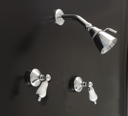 Strom Plumbing P0112 - Sacramento Two Handle Shower Only Valve with Porcelain Lever Handles
