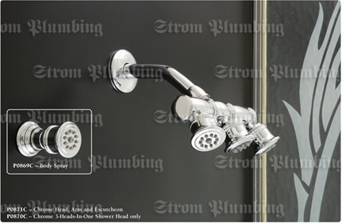 Strom Plumbing - P0870C - CHROME 3-HEADS-IN-ONE SHOWER HEAD ONLY