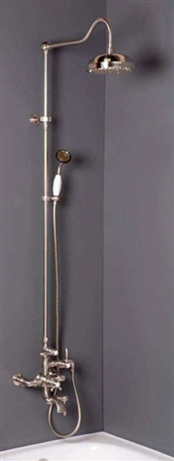 Strom Plumbing P0963M - Exposed Wall Mount Thermostatic Tub & Shower Set with Handheld and Tub Filler - 54-inch Riser, Matte Nickel