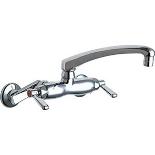Chicago Faucets - 445-L8RABCP Adjustable Wall Mounted Faucet, L8 - Cast Swing Spout and E3 - 2.2 GPM Softflo® Aerator. Faucet also includes 369 - Lever Handles and Quaturn™ Operating Cartridges