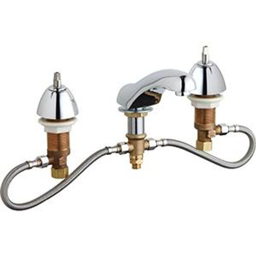 Chicago Faucets 404-HZLESSHDLAB - Adjustable Center Widespread Concealed Deck Mount Lavatory Sink Faucet without Handles