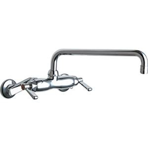 Chicago Faucets - 445-L12ABCP Adjustable Wall Mounted Faucet, L12 - Swing Spout and E3 - 2.2 GPM Softflo? Aerator. Faucet also includes 369 - Lever Handles and Quaturn? Operating Cartridges