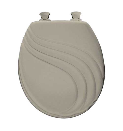 Bemis 27EC 006  MAYFAIR Round Swirl Sculptured Molded Wood Toilet Seat, Bone