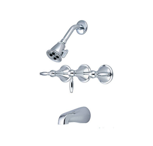 CENTRAL BRASS TC-3-L3 Three Handle Tub And Shower Trim Kit