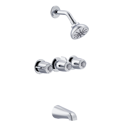Gerber G0048031 Gerber Classics Three Handle Threaded Escutcheon Tub & Shower Fitting with Sweat Connections & Threaded Spout 1.75gpm Chrome