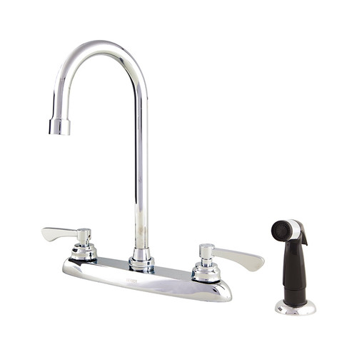 Gerber C4-447-79 Commercial 2H Kitchen Faucet w/ Gooseneck Spout & Spray 1.75gpm Aeration/2.2gpm Spray Chrome Gerber C4-447-79 Commercial 2H Kitchen Faucet w/ Gooseneck Spout & Spray 1.75gpm Aeration/2.2gpm Spray Chrome