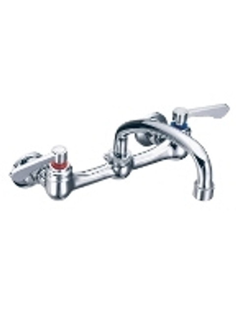 Gerber - COMCL 2 HANDLE KITCHEN FAUCET WALL 8-inch CC CER LEVER HANDLES 12-inch SPOUT - CHROME