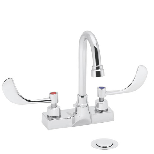 Speakman SC-3094 - Commander centerset faucet with 3 3/4-inch deep gooseneck rigid or swivel and 4-inch wrist blade handles