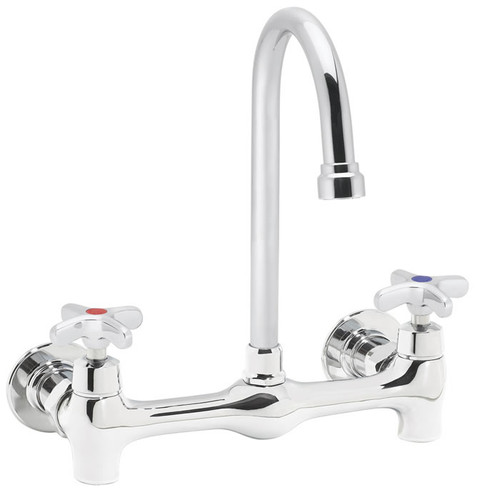 Speakman SC-5741 - Commander thru/back faucet with 5 1/4-inch deep gooseneck rigid or swivel with cross handles