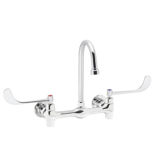 Speakman SC-5746 - Commander thru/back faucet with 5 1/4-inch deep gooseneck rigid or swivel with 6-inch wrist blade handles