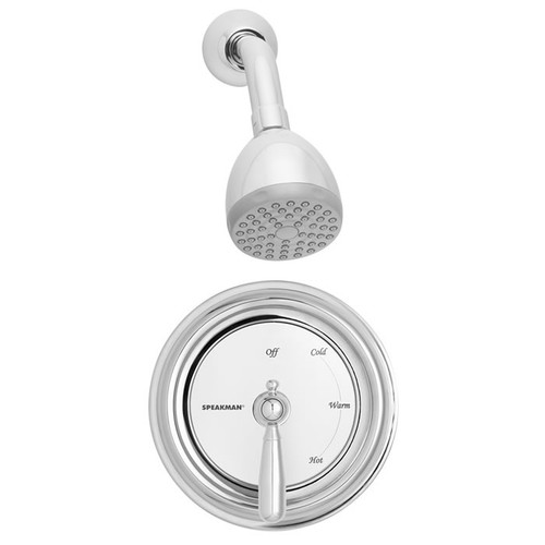 Speakman SM-4011 - SM-4001 anti-scald valve. All brass body with bonnet. S-2272-E2 showerhead, S-2500 arm and flange. Meets ASSE 1016 and ASME A112.18.1/CSA B125.1