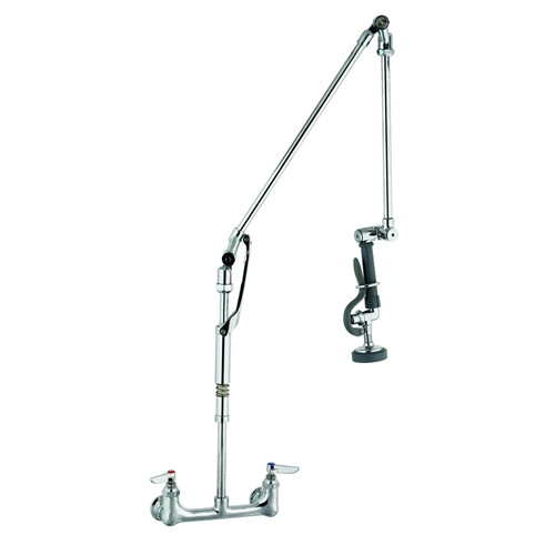 T&S Brass - B-0134-B - Roto-Flex Style Pre-Rinse Faucet - Wall Mount Base, 8-inch Centers, Wall Bracket, 40-inch Overall Height T&S Brass - B-0134-B - Roto-Flex Style Pre-Rinse Faucet - Wall Mount Base, 8-inch Centers, Wall Bracket, 40-inch Overall Height