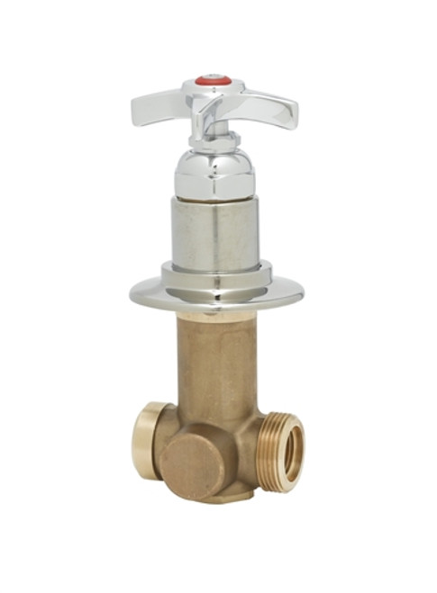 T&S Brass - B-1025-1 - Concealed Straight Valve, 1/2-inch NPT Female Inlet and Outlet, 4-Arm Handle, Hot Index T&S Brass - B-1025-1 - Concealed Straight Valve, 1/2-inch NPT Female Inlet and Outlet, 4-Arm Handle, Hot Index