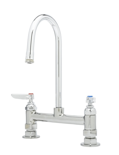 T&S Brass - B-0320-M - Double Pantry Faucet, Deck Mount, 8-inch Centers, Rigid Gooseneck, Lever Handles (Qty. 6) T&S Brass - B-0320-M - Double Pantry Faucet, Deck Mount, 8-inch Centers, Rigid Gooseneck, Lever Handles (Qty. 6)