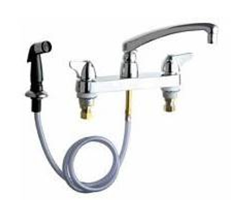 Chicago Faucets - 1102-VPAABCP - 8-inch Center Deck Mounted Sink Faucet with Side Spray