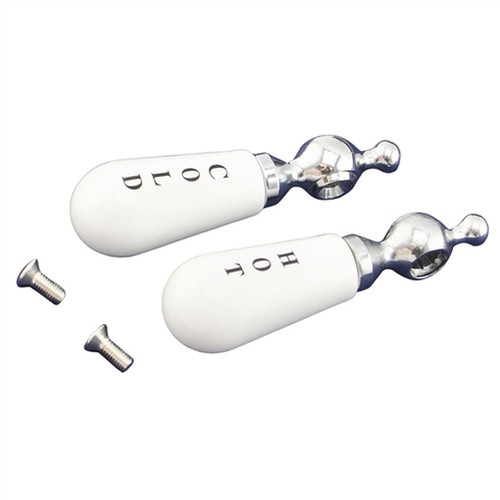 Chicago Faucet - 372-VPRJKCPR - Porcelain Lever Handles - Chrome (Pair) Chicago Faucet - 372-VPRJKCPR - Porcelain Lever Handles - Chrome (Pair)