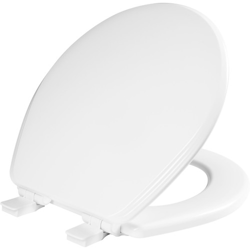 600E4 000 - Bemis Ashland Round Enameled Wood Toilet Seat, Easy-Clean, Whisper-Close and Precision Seat Fit Adjustable Hinge, White