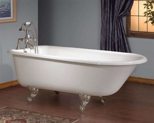Cheviot 2106 - TRADITIONAL ROLL TOP Cast Iron Bath with No Faucet Holes