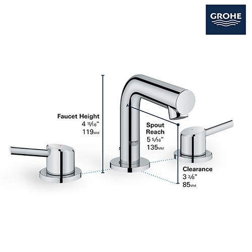 Grohe 20572GN1 8-in. Widespread 2-Handle S-Size Bathroom Faucet 1.2 Gpm, Brushed Cool Sunrise (Gold)