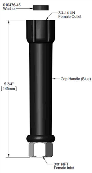 T&S Brass 012504-40 Grip Handle, 3/8"NPT Female Inlet (Blue)