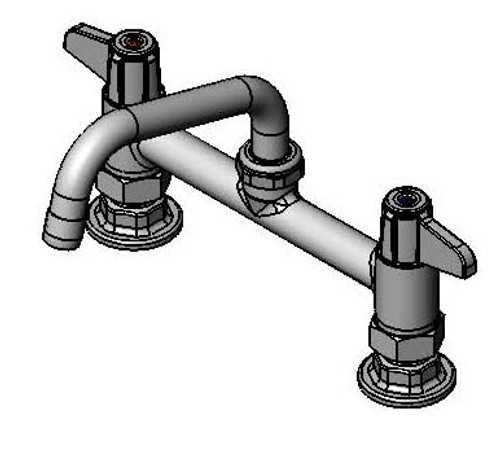 T&S Brass 5F-8DLS06 equip 8" Deck Mount Faucet, Lever Handles, 6" Swing Nozzle & 1/2" NPT Supply Nipple Kit