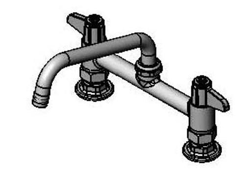 T&S Brass 5F-8DLS08 equip 8" Deck Mount Faucet, Lever Handles, 8" Swing Nozzle & 1/2" NPT Supply Nipple Kit