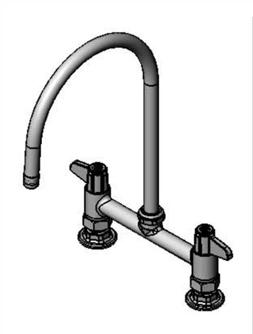 T&S Brass 5F-8DLS09 equip 8" Deck Mount Faucet, Lever Handles, 9" Swivel GN & 1/2" NPT Supply Nipple Kit