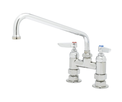 T&S Brass - B-0225-CC - Double Pantry Faucet, Deck Mount, 4-inch Centers, 12-inch Swing Nozzle (062X), 1/2-inch NPT Male Inlet
