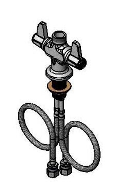 T&S Brass - 5F-2SLX00 - Faucet, Deck Mount, Single Hole Base, 18-inch Flexible Inlets, Less Nozzle