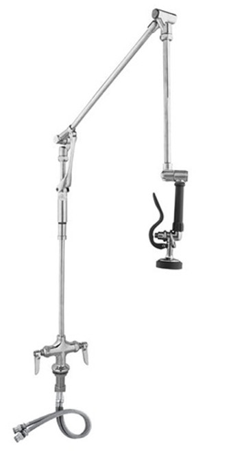 T&S Brass - B-0114-01 - Roto-Flex Style Pre-Rinse Faucet - Single hole base faucet with Stainless Steel Flexible Supply Hoses, 42" Overall Height T&S Brass - B-0114-01 - Roto-Flex Style Pre-Rinse Faucet - Single hole base faucet with Stainless Steel Flexible Supply Hoses, 42" Overall Height