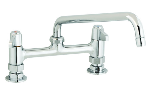 T&S Brass - 5F-8DLX12 - Faucet, 8-inch Centers, Deck Mount, 12-inch Spout