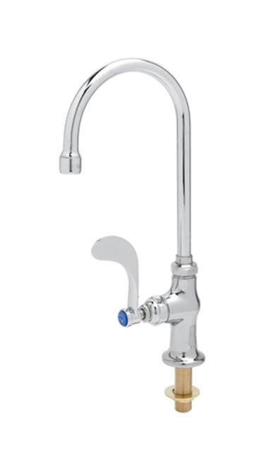 T&S Brass - B-0308-04 - Single Pantry Faucet, Deck Mount, Swivel Gooseneck, Non-Splash Aerator, Wrist Blade Handle