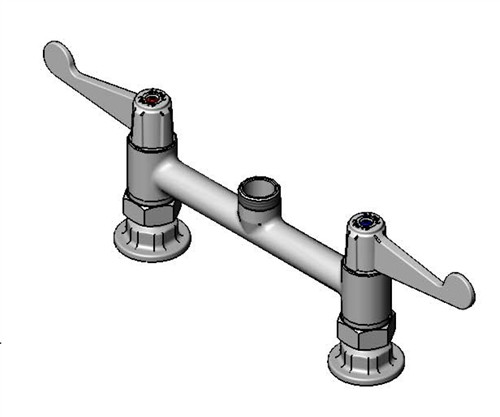 T&S Brass 5F-8DWS00 equip 8" Deck Mount Faucet, 4" Handles, Swivel Outlet, Less Nozzle, Supply Nipple Kit