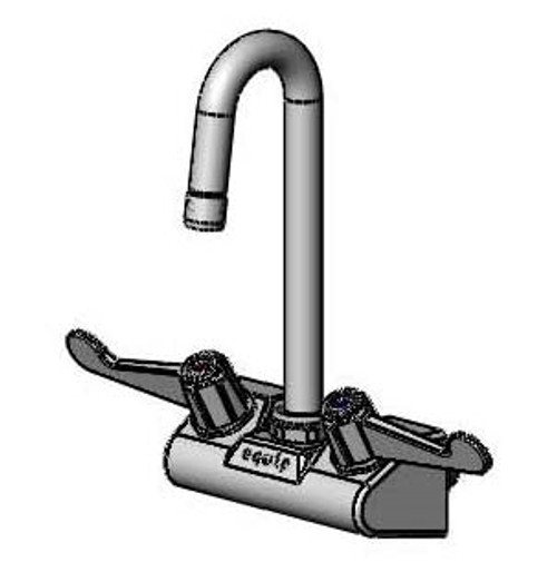 T&S Brass 5F-4WWX03 - Equip 4-inch Wall Mount Faucet W/ 3-inch Swivel Gooseneck, 4-inch Wrist Handles, & 2.2 Gpm Aerator