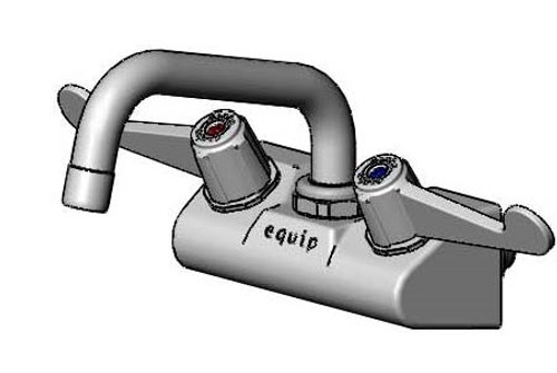 T&S Brass 5F-4WWX06 - Equip 4-inch Wall Mount Faucet W/ 6-inch Swivel Gooseneck, 4-inch Wrist Handles, & 2.2 Gpm Aerator